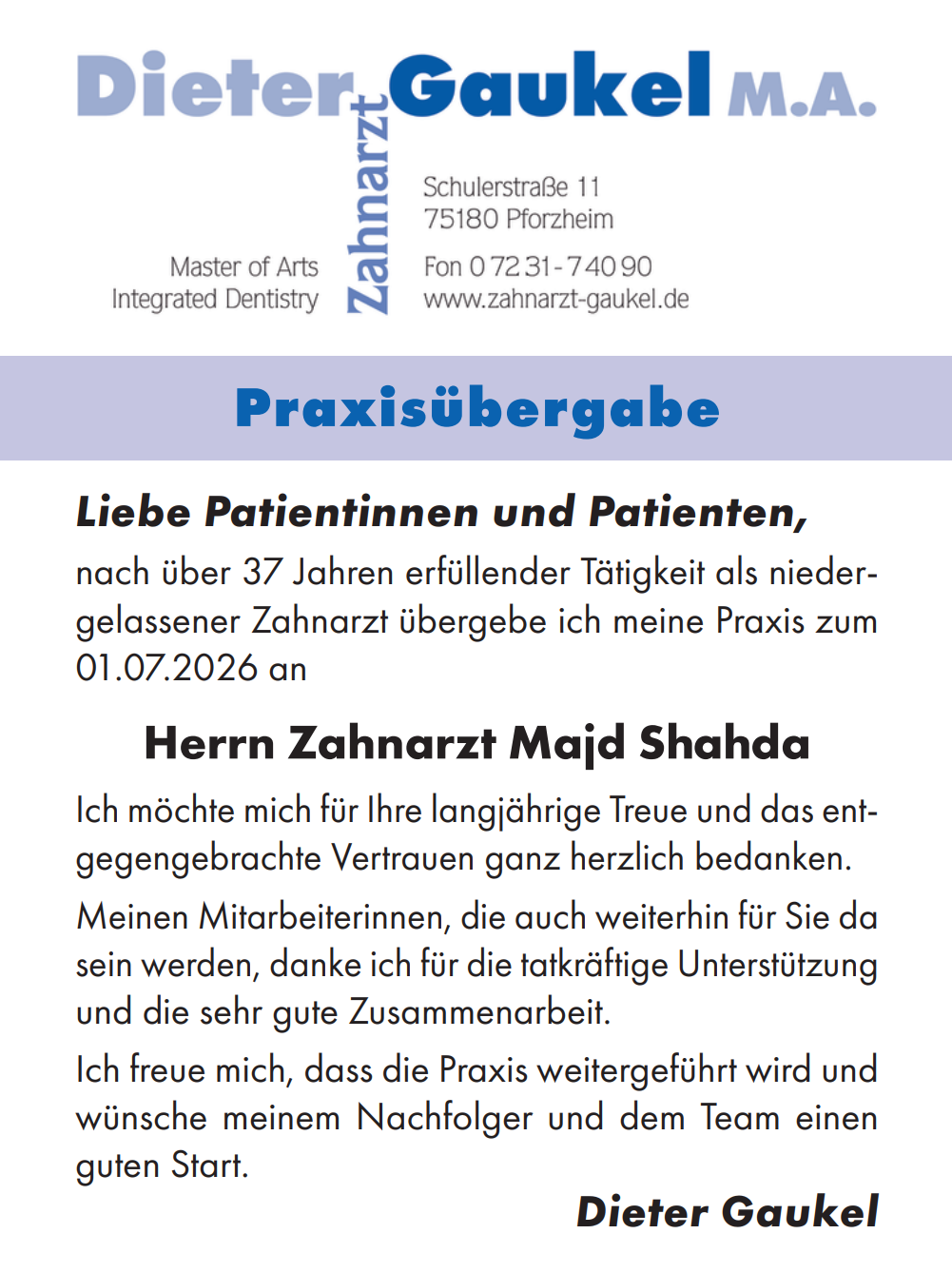 Anzeige Gaukel